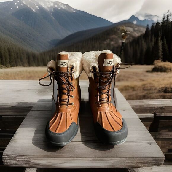 UGG Butte Worchester Brown Leather Waterproof Vibram Boots Men 9M US/42EU 5521 - Picture 12 of 16